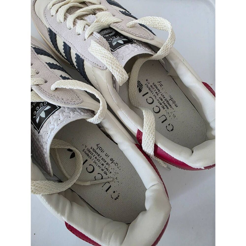 Adidas x GUCCI Gazelle Women's Sneakers-White, Blue, Red, and Tan Size 7 - Picture 6 of 11